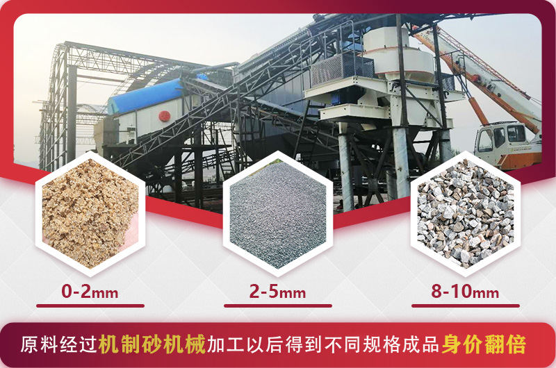 機(jī)制砂機(jī)械可以加工不同規(guī)格的石料